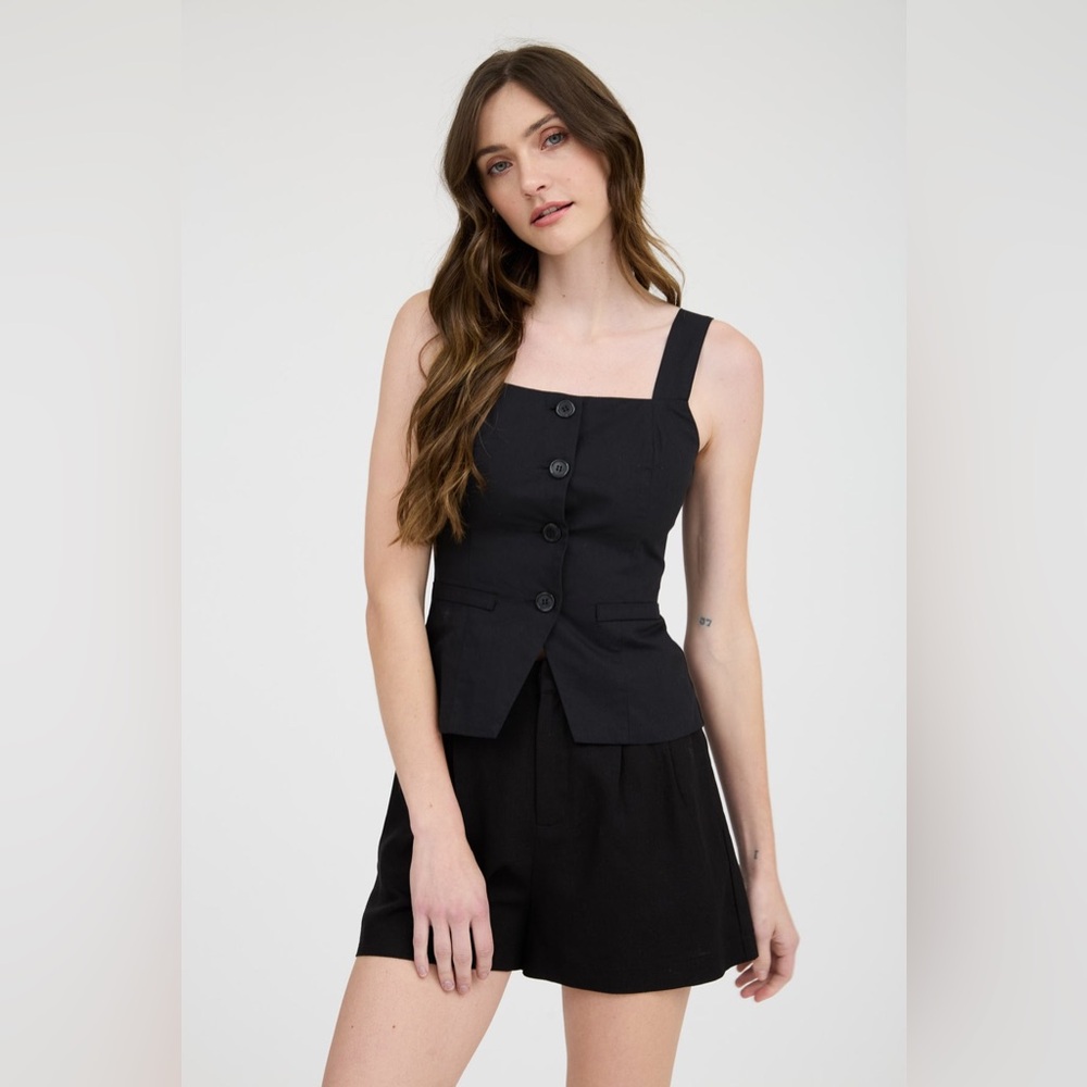 A63 - Black Button Top